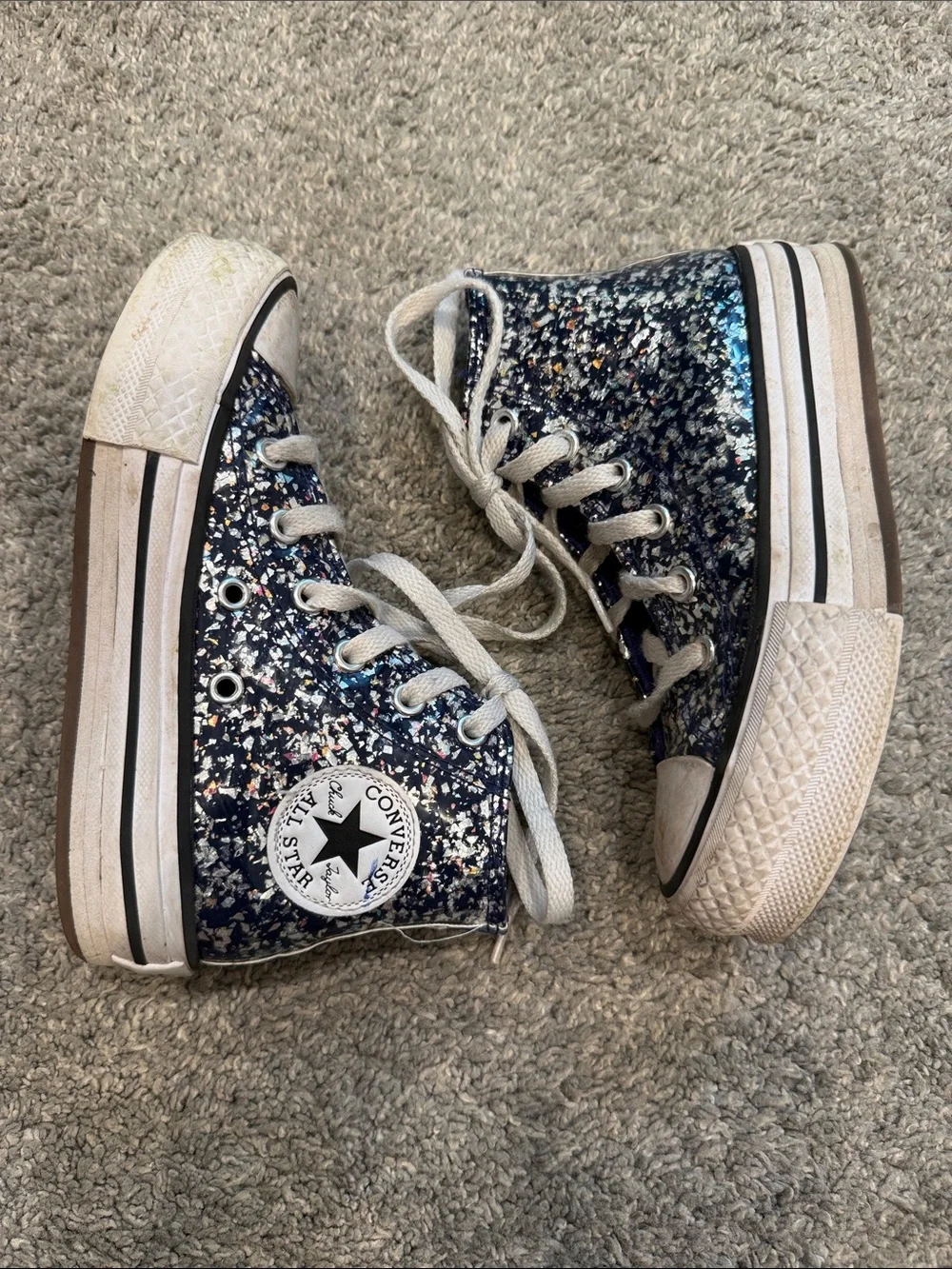 Converse | Glitter High-Top Sneakers in Navy with Multicolor Flecks